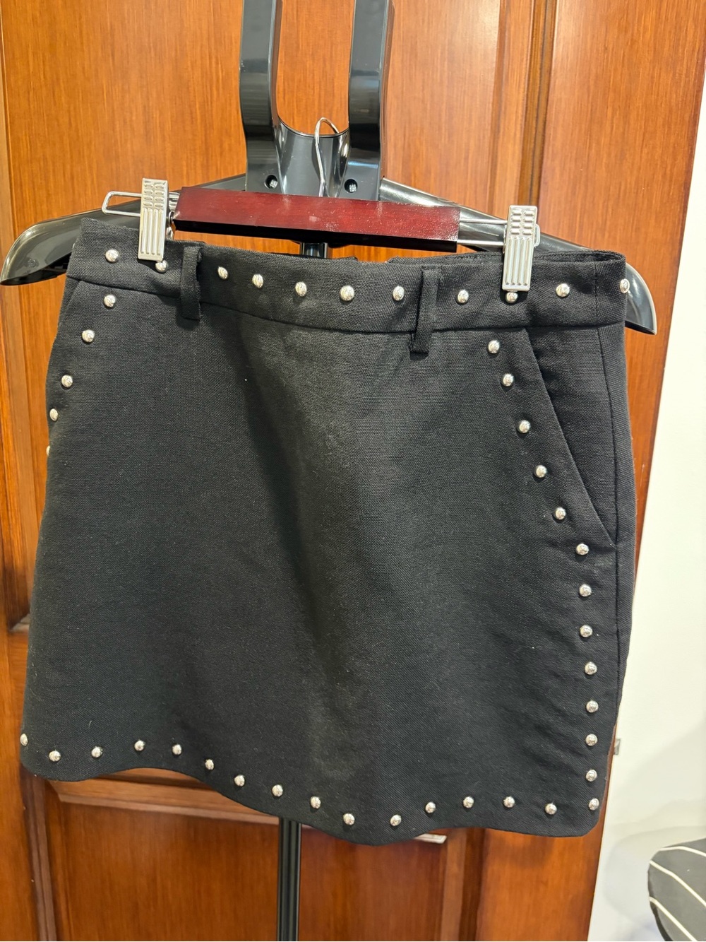 The Kooples Black Studded Mini Skirt